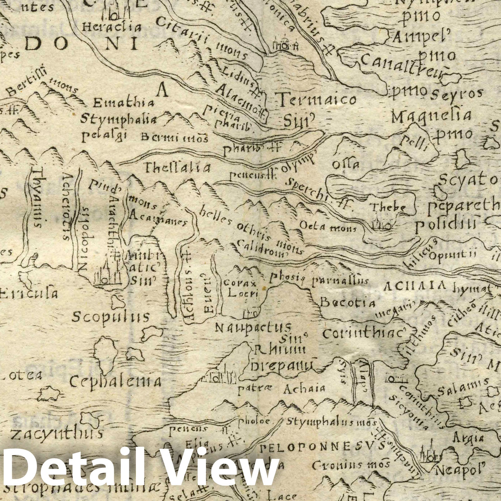 Greece and Europe - Route Map, 1548 - Ptolemeo Historical Map Print