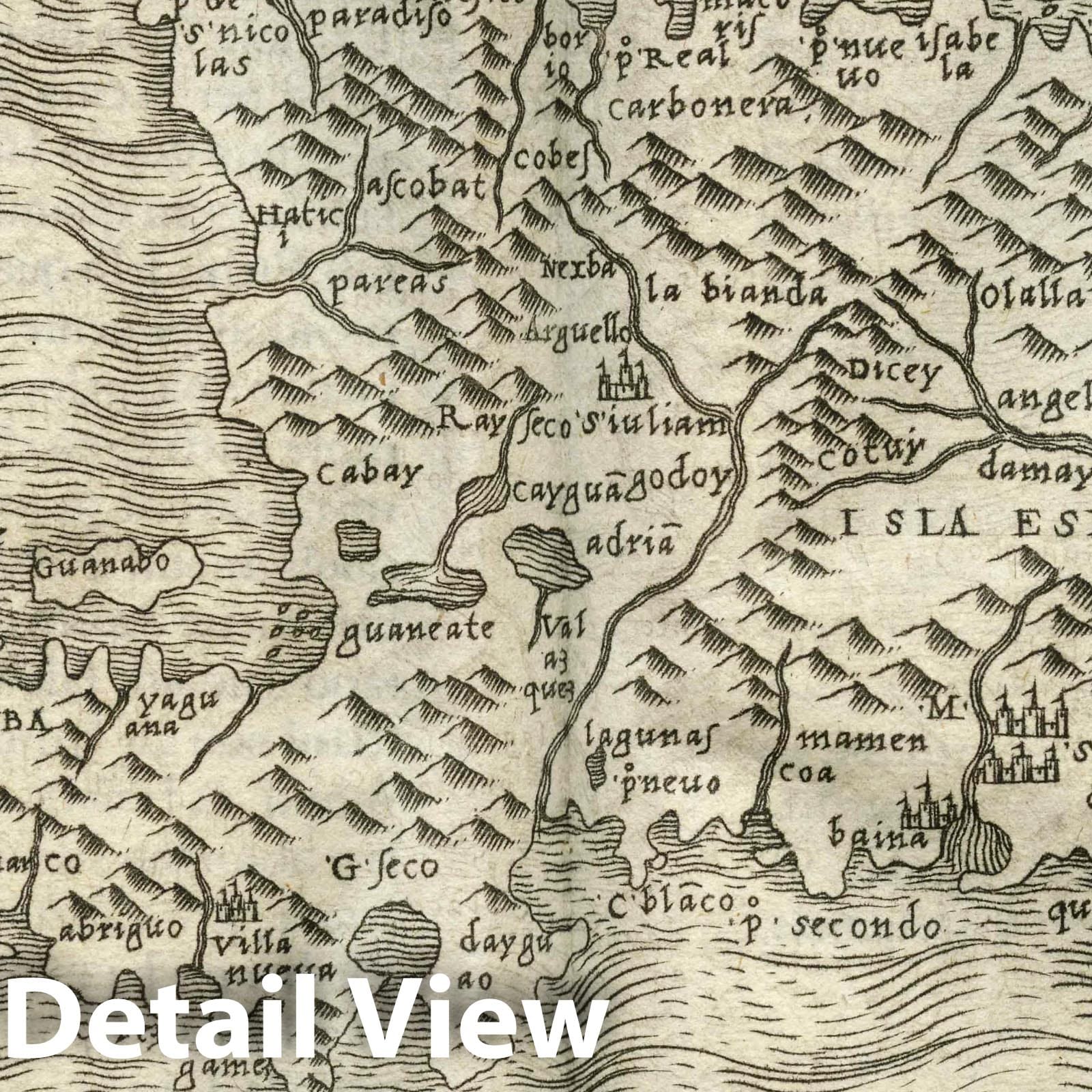 Hispaniola - Route Map, 1548 - Ptolemeo Atlas Print