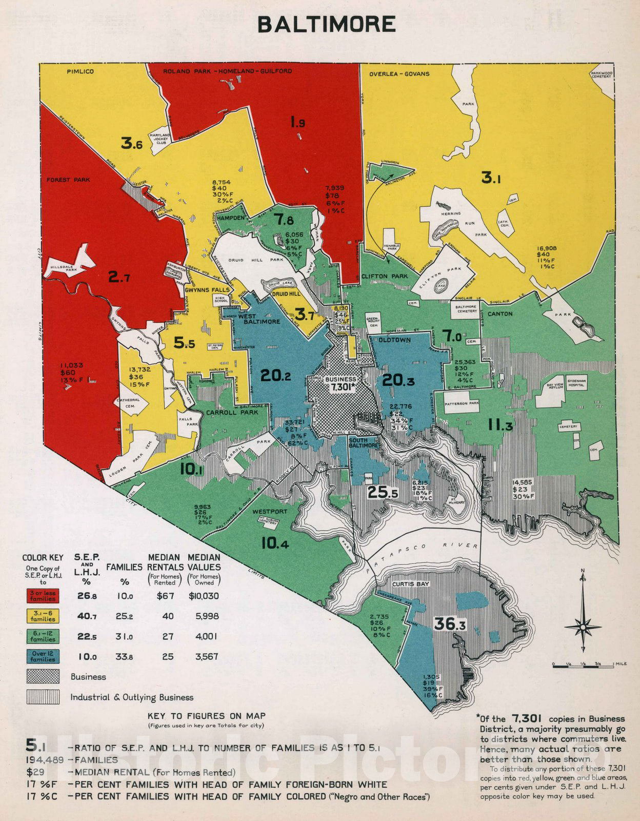 Historic Map : Baltimore. 1932 - Vintage Wall Art