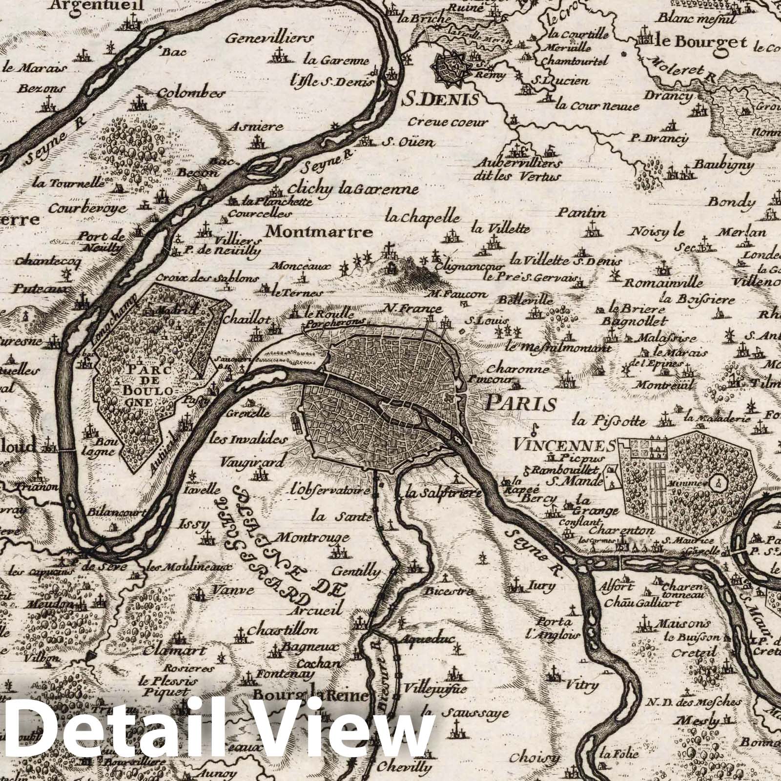 Environs de Paris, 1703 - Historical Map Print