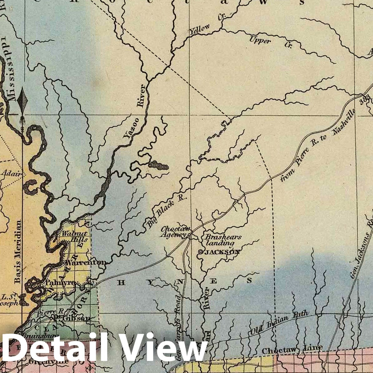 Mississippi Map 1823 - Fielding Lucas Jr. Historical Atlas Print