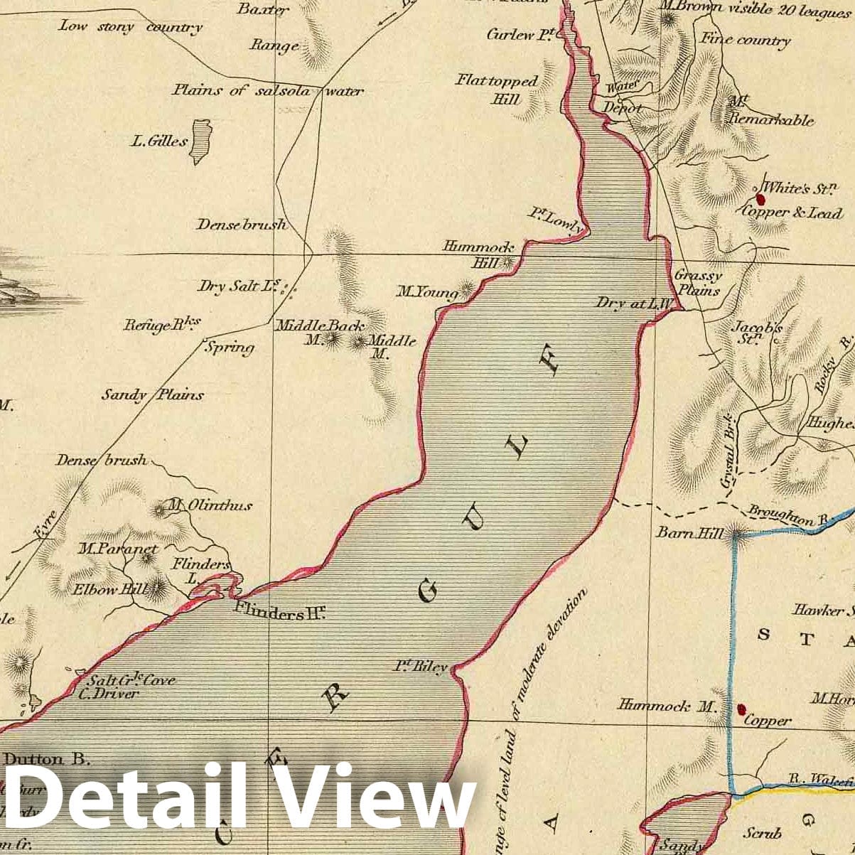 South Australia - Mining Map, 1851 - Hand-Colored Historical Atlas Print