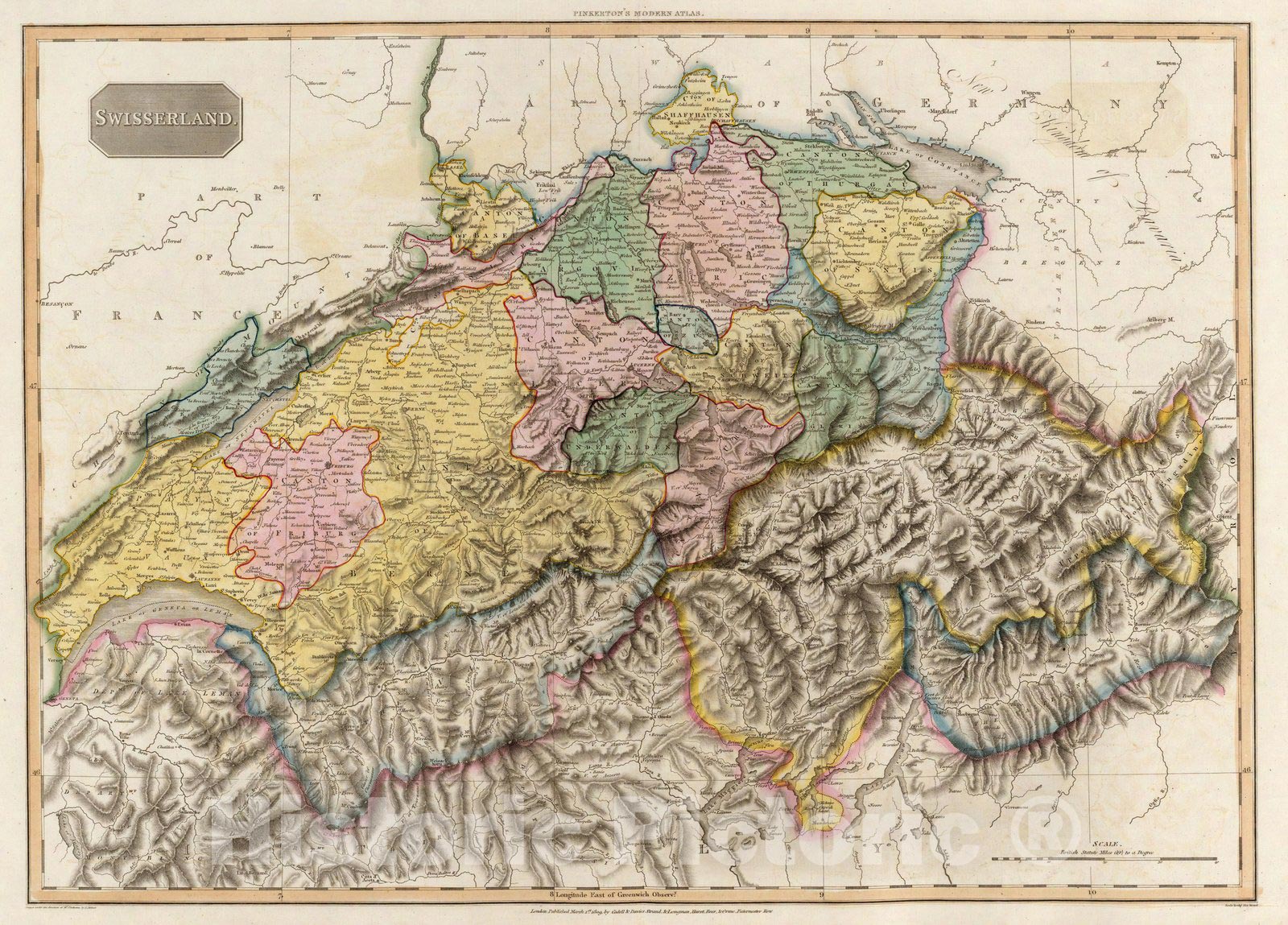 Historic Map : World Atlas Map, Swisserland. 1809 - Vintage Wall Art