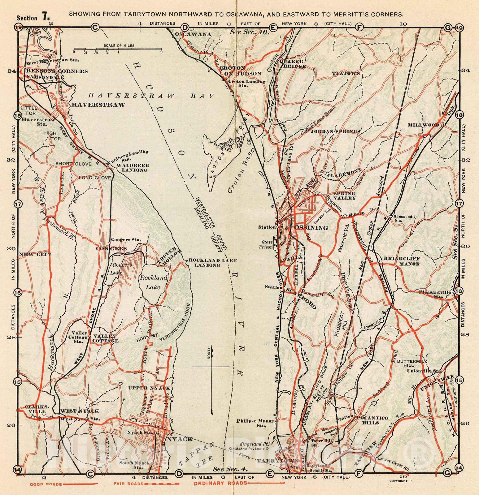 Historic Map : County Atlas Map, 7. Tarrytown-Oscawana-Merritt's Corners. 1902 - Vintage Wall Art