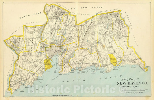 Historic Map : State Atlas Map, New Haven Co. S. 1893 - Vintage Wall Art