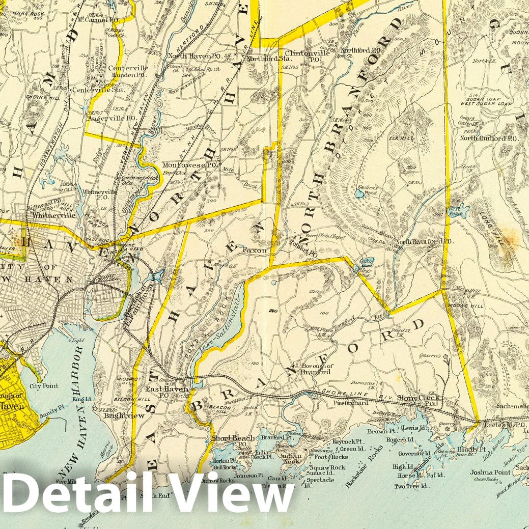 Historic Map : State Atlas Map, New Haven Co. S. 1893 - Vintage Wall Art