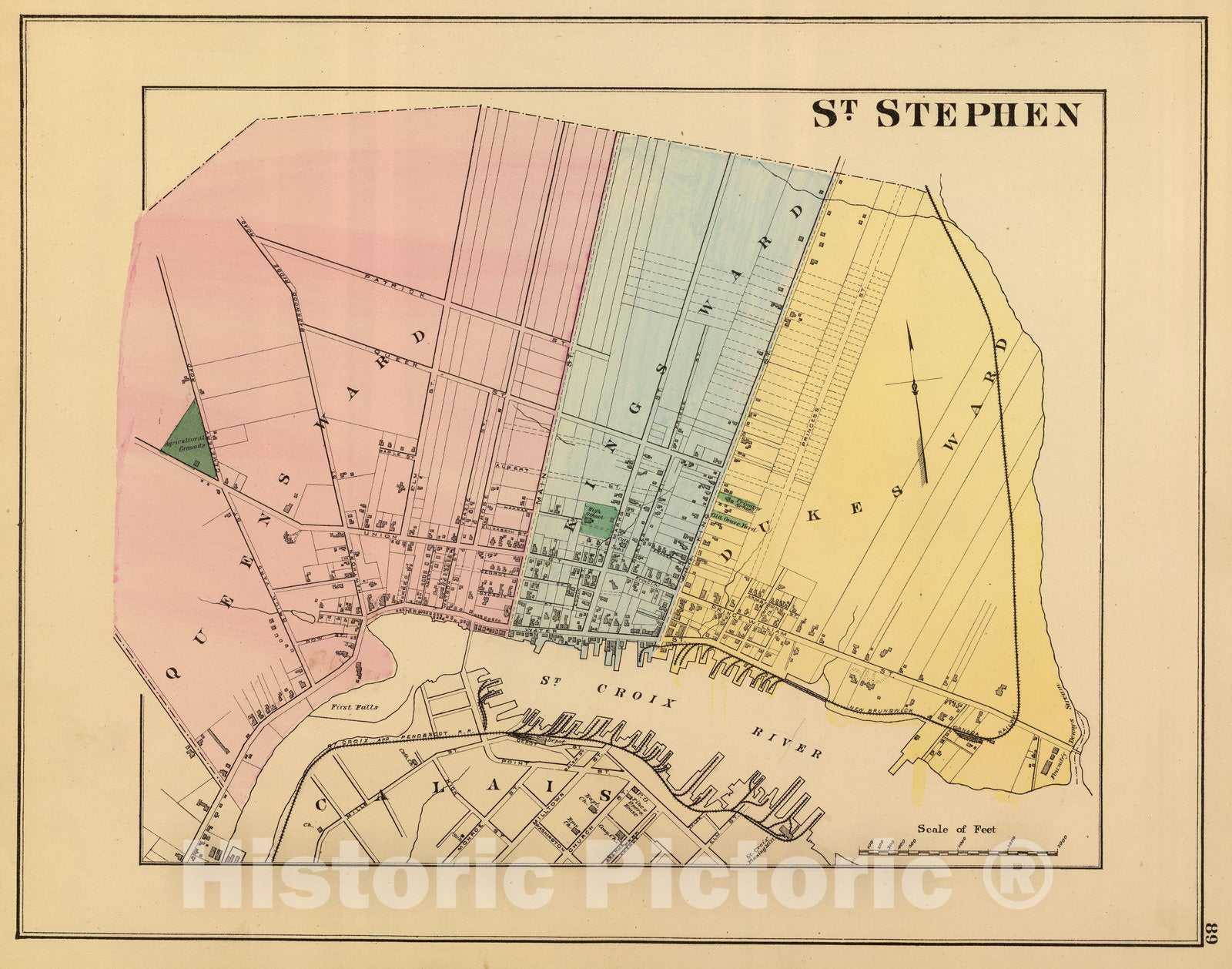 Historic Map : State Atlas Map, St. Stephen (N.B.) 1878 - Vintage Wall Art