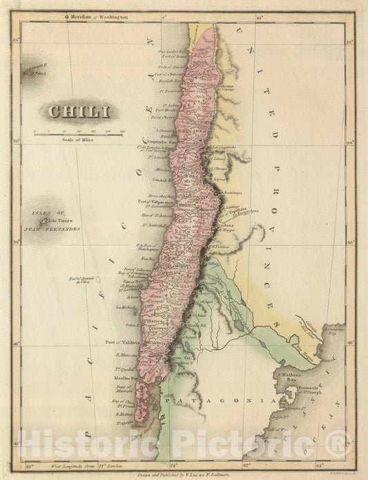 Historic Map : World Atlas Map, Chili. 1817 - Vintage Wall Art