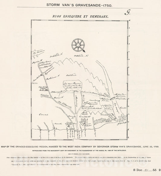 Historic Map : Orinoco-Essequibo Region. 1750 - Vintage Wall Art