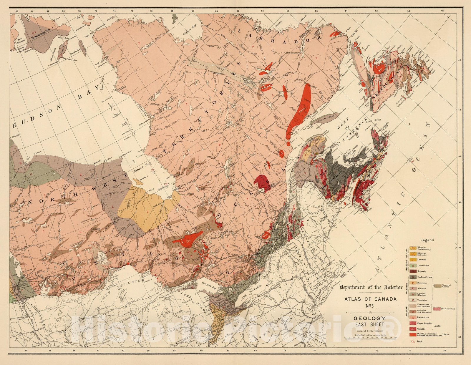 Historic Map : No. 5, Geology; East sheet 1906 - Vintage Wall Art