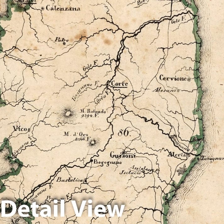 Corsica - Road Map, 1825 - Historical Map Print