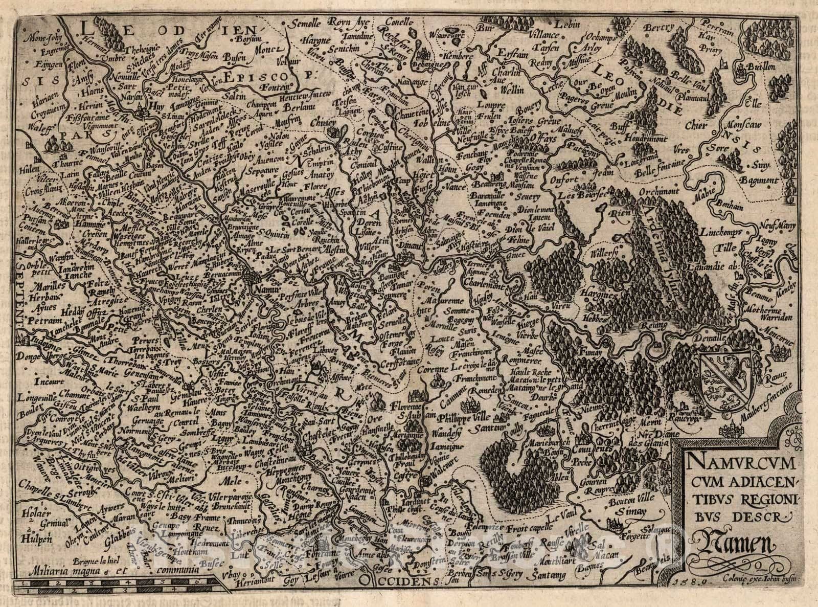 Namur, Belgium 1600 Historical Map Print