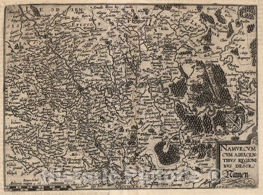 Namur, Belgium 1600 Historical Map Print