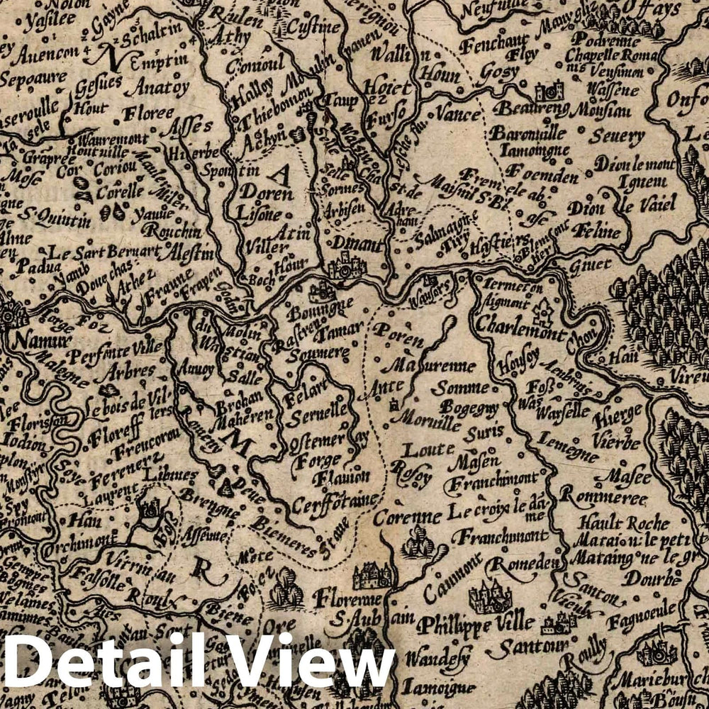 Historic Map : Belgium,48. Namurcum descr. Namen (Namur). 1600 , Vintage Wall Art