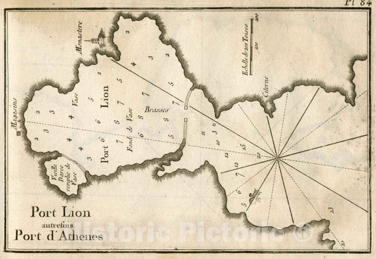 Port Lion (Port of Athens), Greece - Nautical Chart, 1764 - Historical Map Print