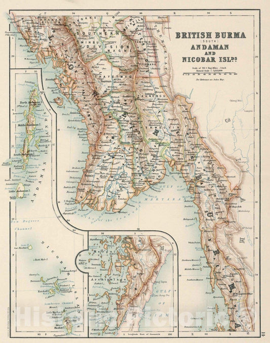 British Burma, Andaman and Nicobar Islands - Railroad Map, 1894