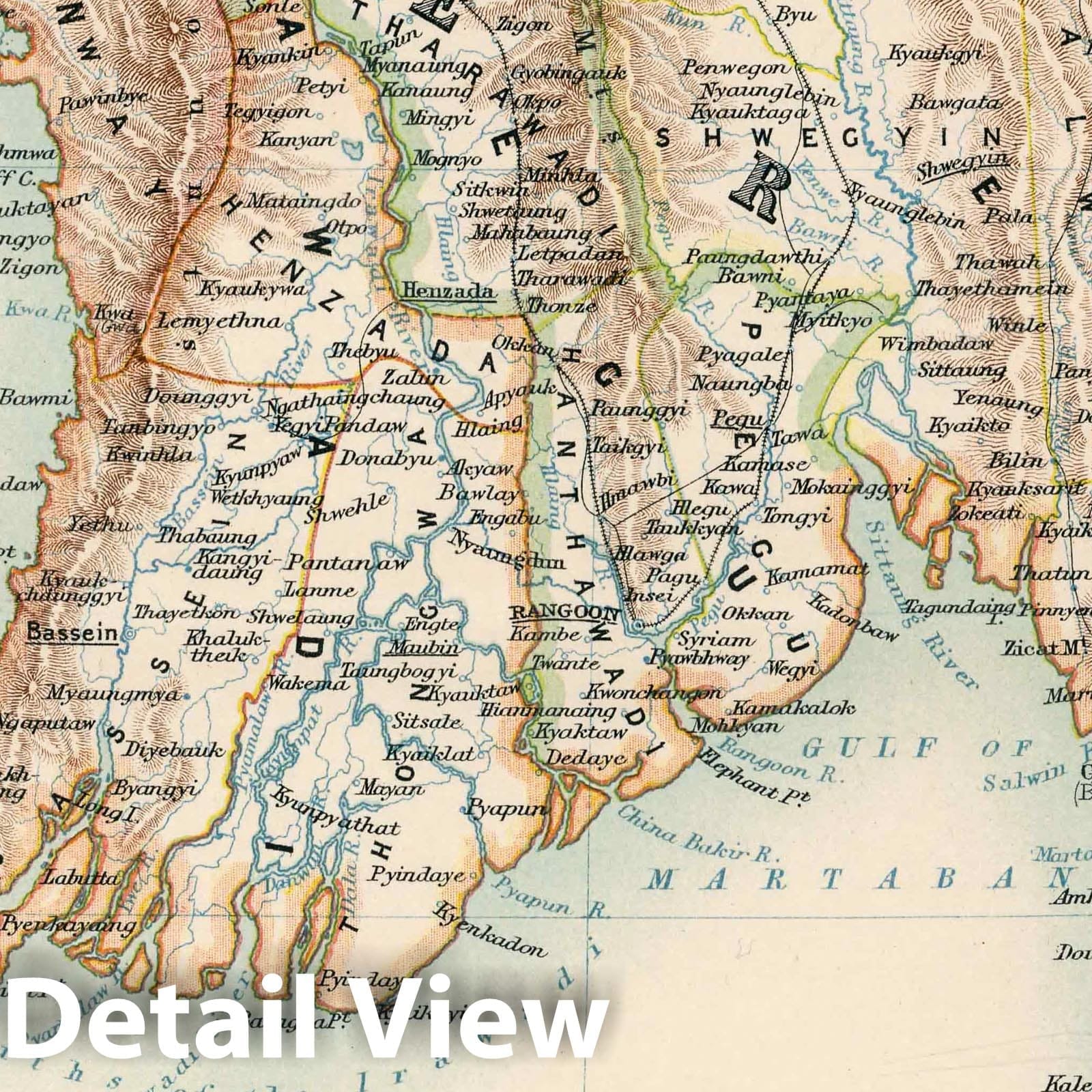British Burma, Andaman and Nicobar Islands - Railroad Map, 1894