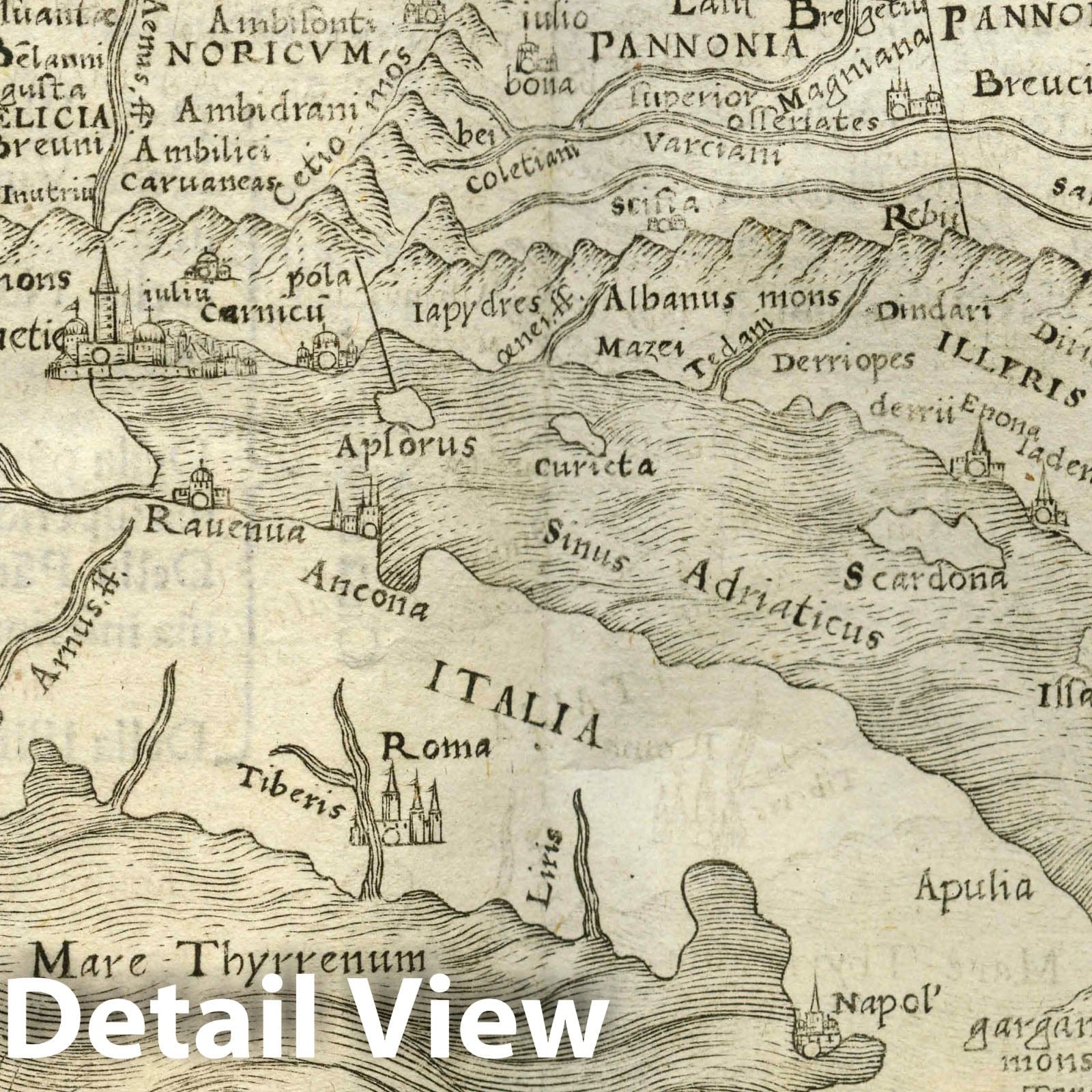 Europe - Route Map, 1548 - Ptolemy's Geographia Historical Map Print