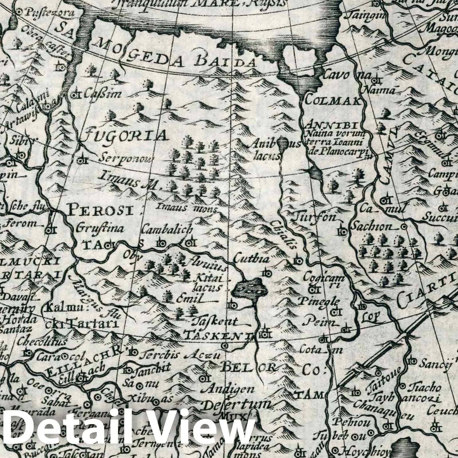 Tartary - River Map, 1636 - Historical Map Print