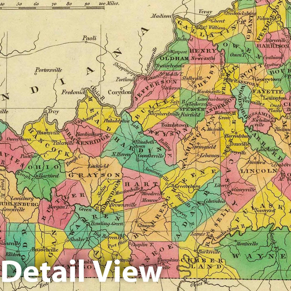 Historic Map : Classical Atlas Map, Kentucky. 1831 - Vintage Wall Art