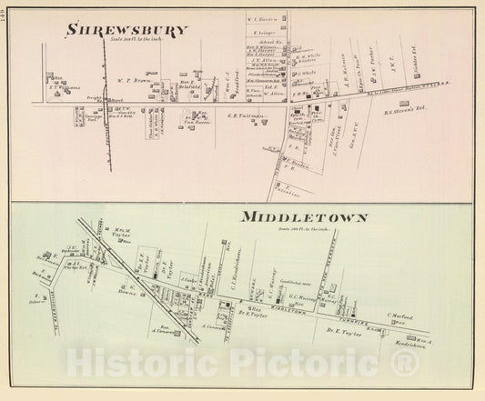 Historic Map : State Atlas Map, Shrewsbury. Middletown. 1878 - Vintage Wall Art