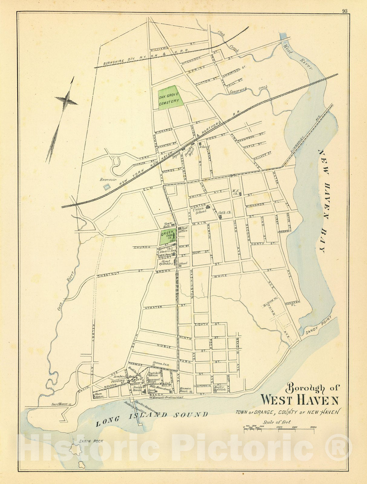 Historic Map : State Atlas Map, West Haven. 1893 - Vintage Wall Art
