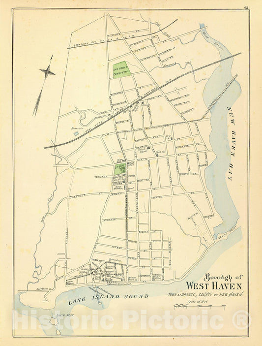 Historic Map : State Atlas Map, West Haven. 1893 - Vintage Wall Art