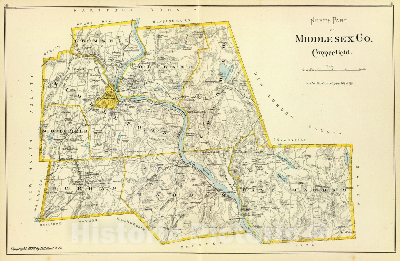 Historic Map : State Atlas Map, Middlesex Co. N. 1893 - Vintage Wall Art