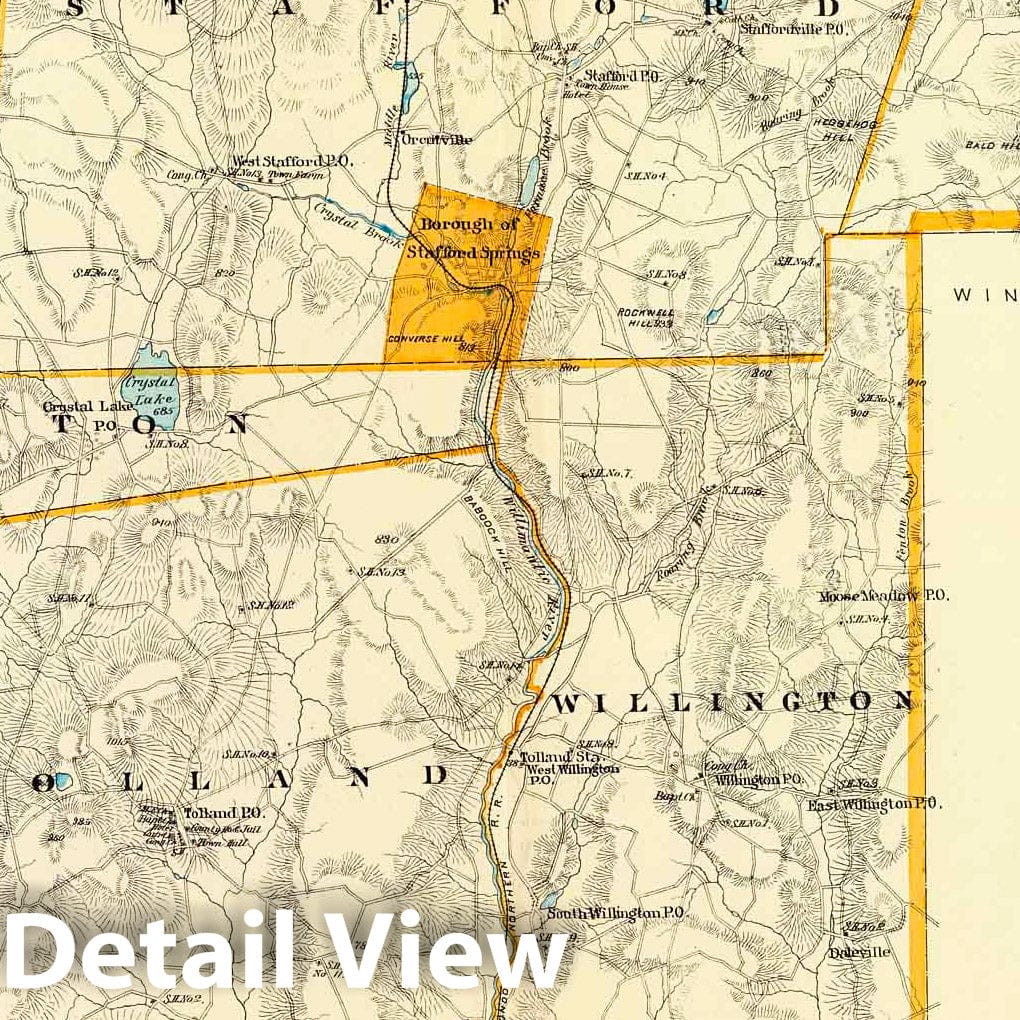 Historic Map : State Atlas Map, Tolland Co. N. 1893 - Vintage Wall Art