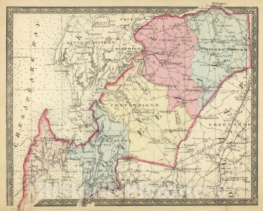 Historic Map : State Atlas Map, Queen Anne. 1866 - Vintage Wall Art