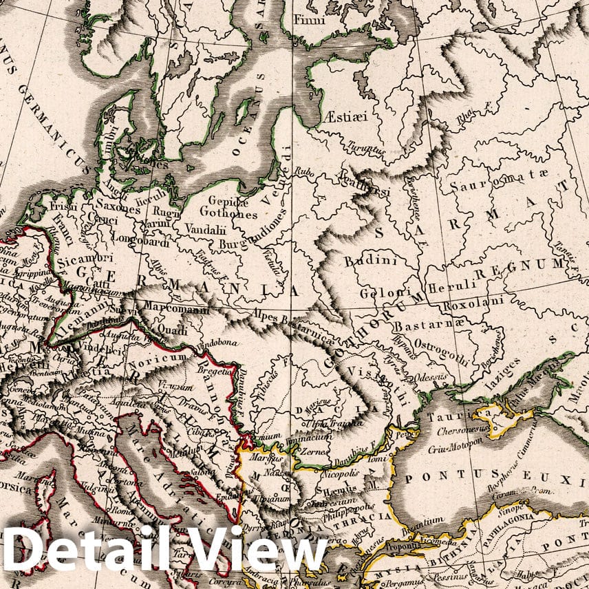 Europe Before the Barbarian Invasions, 1825 - Historical Map Print