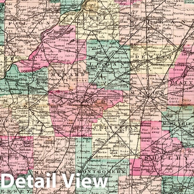 Illinois with Cook County and Chicago Vicinity - Railroad Map, 1873