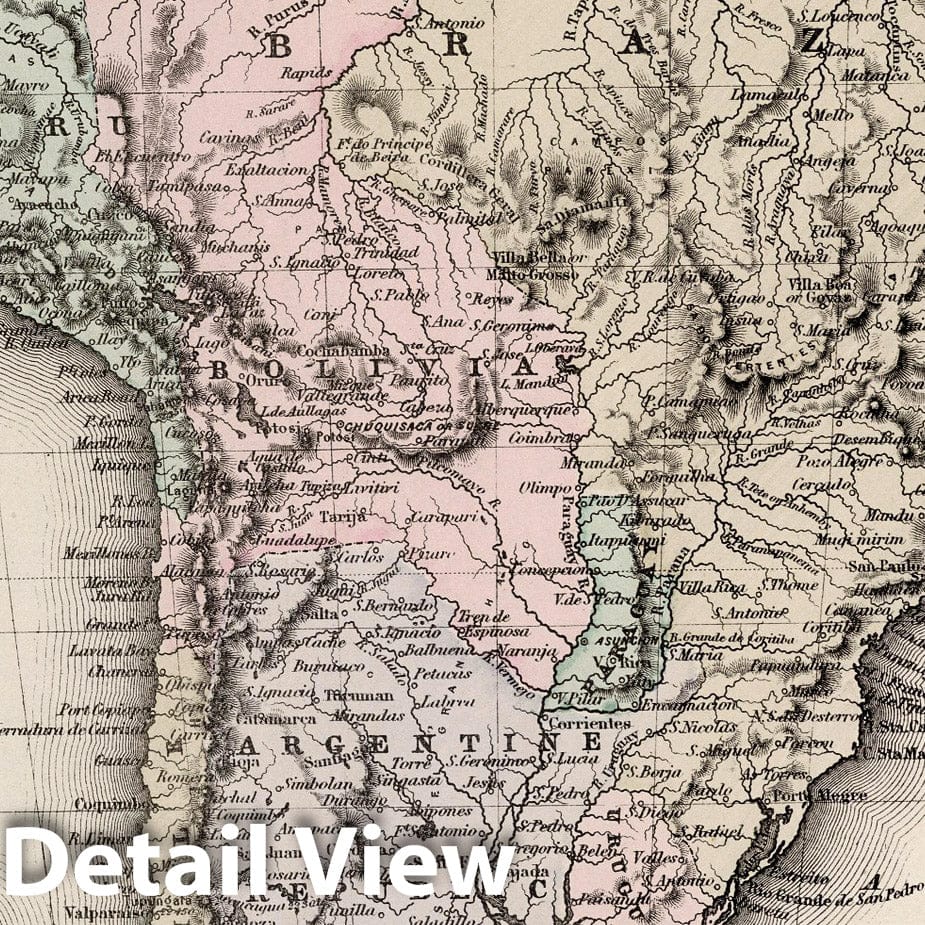 South America - Railroad Map, 1884 - Historical Map Print
