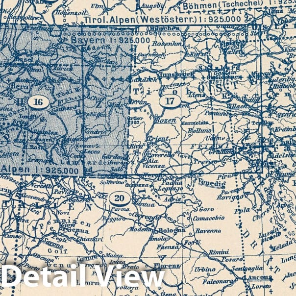 Swiss Alps Index Map 1925 - Stieler's Atlas Historical Map Print
