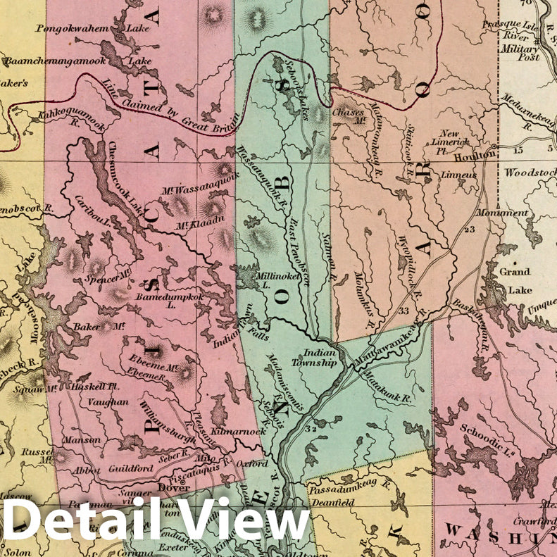Maine, 1840 - Historical Map Print from Tanner's Universal Atlas