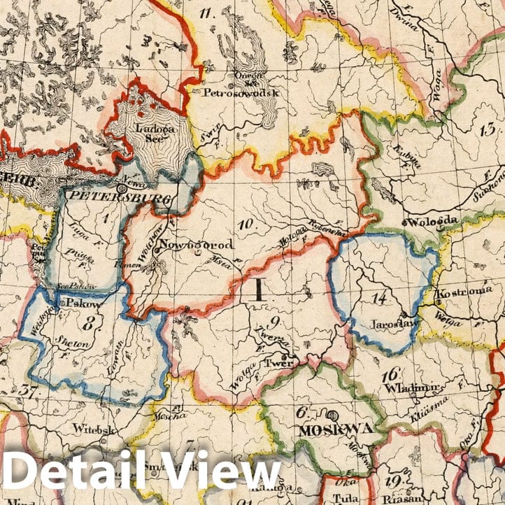 Historic Wall Map : Russia, V.3:11-15:XIII. Russland. I. Das Europ Aeische Russland. II. Das Kon: Polen. III. Die Rep: Krakau 1829 , Vintage Wall Art