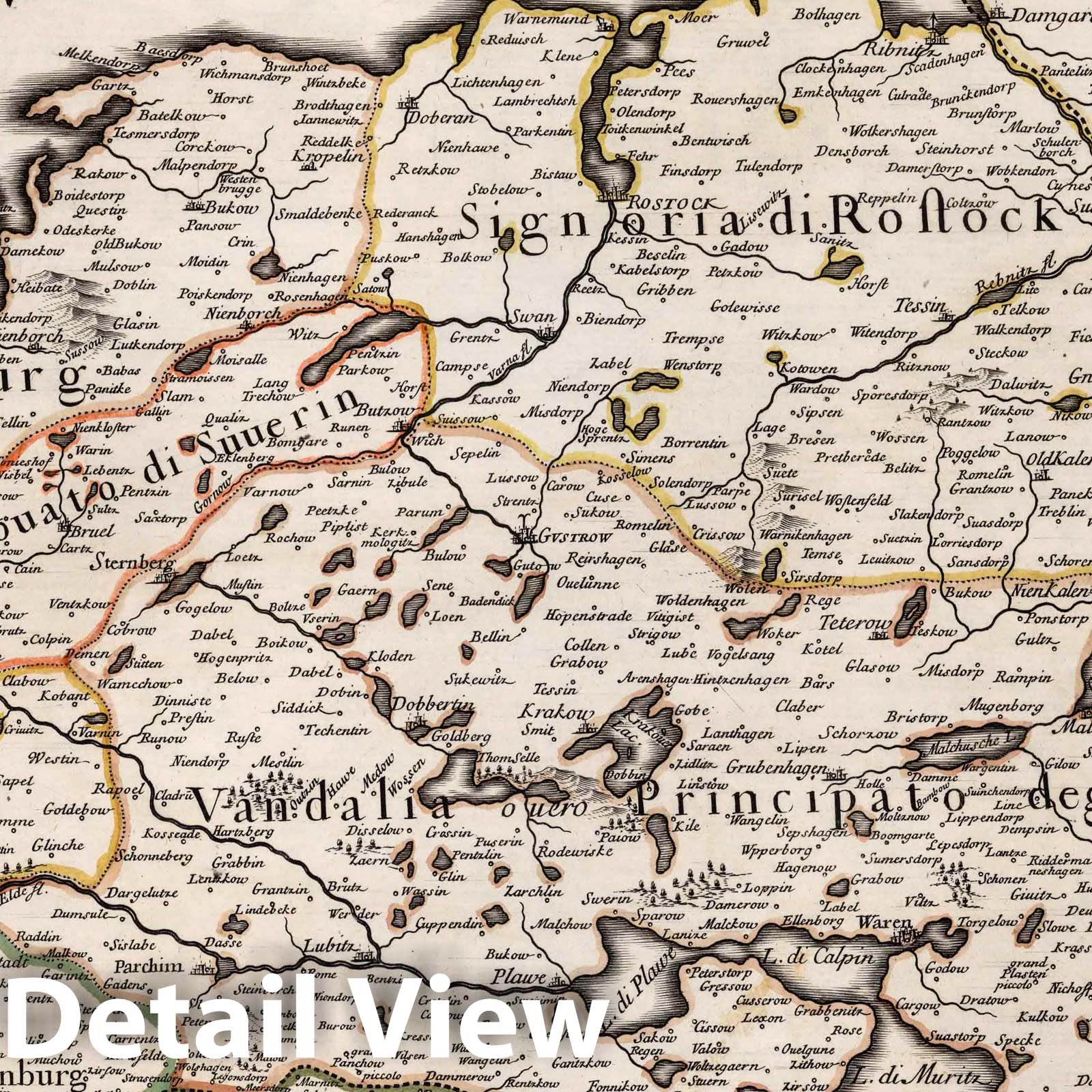 Mecklenburg, Germany - 1692 Historical Map Print - De Rossi Mercurio Geografico