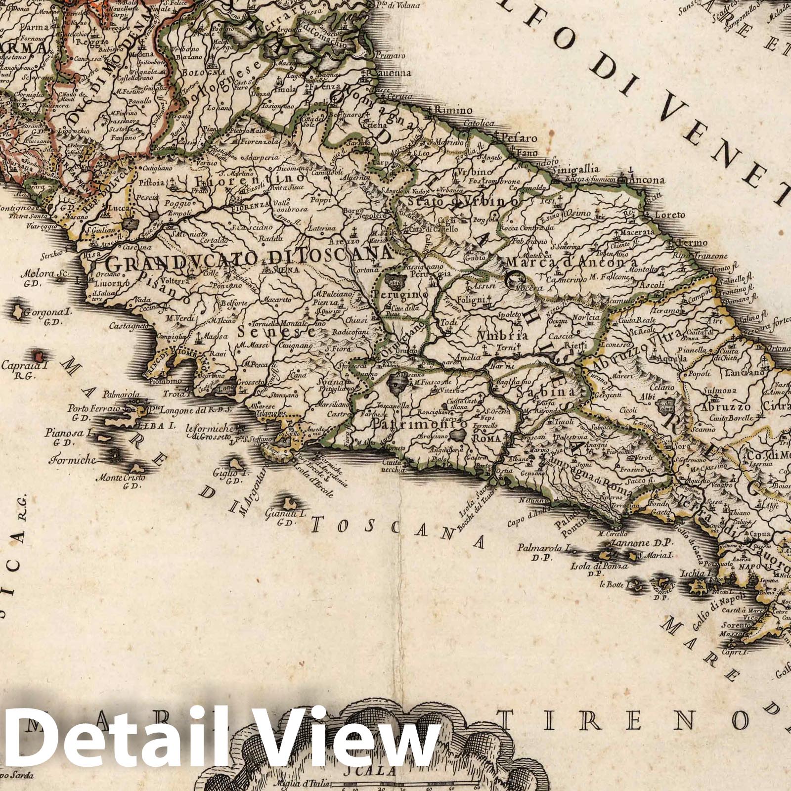 L'Italia 1694 - De Rossi Historical Map Print - Mercurio Geografico