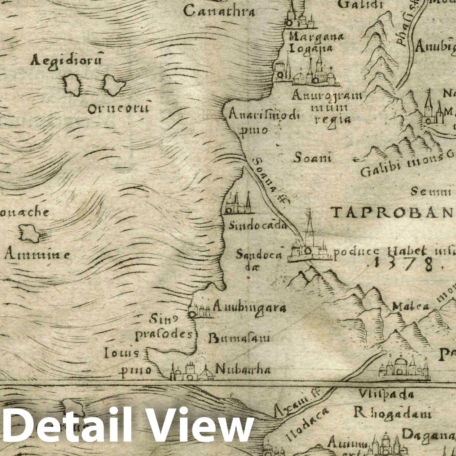 Sri Lanka - Route Map, 1548 - Ptolemy Historical Map Print
