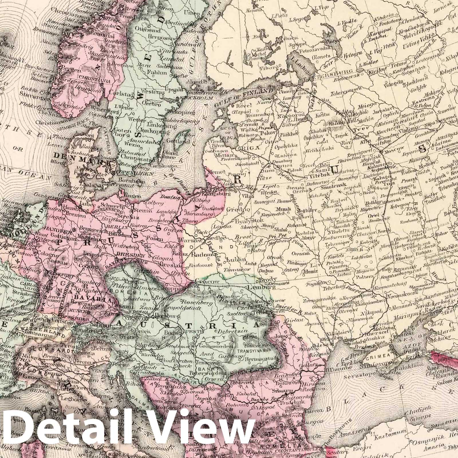 Europe - Survey Map, 1874 - Historical Map Print