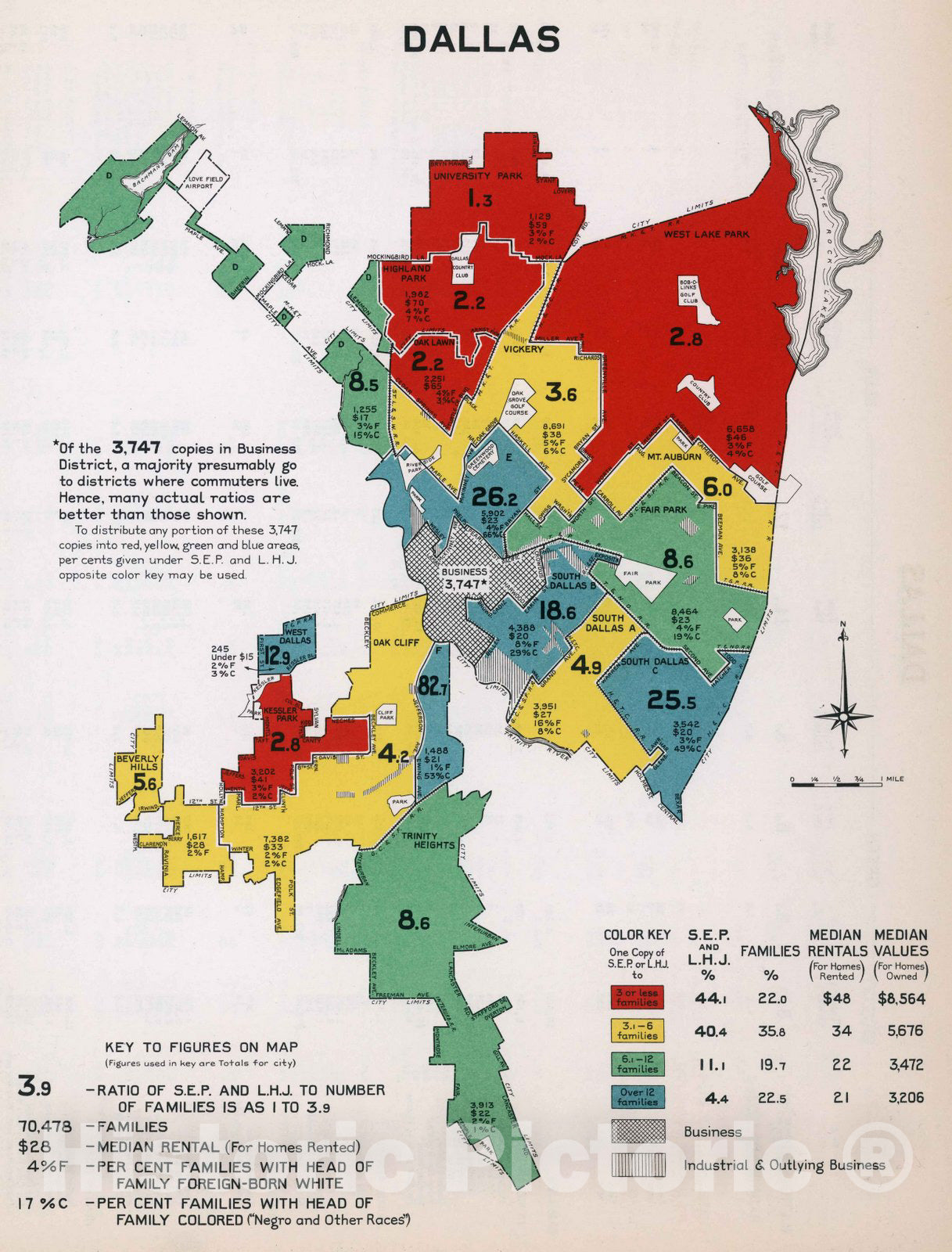 Dallas, Texas 1932 Historical Map Print - City Markets Atlas