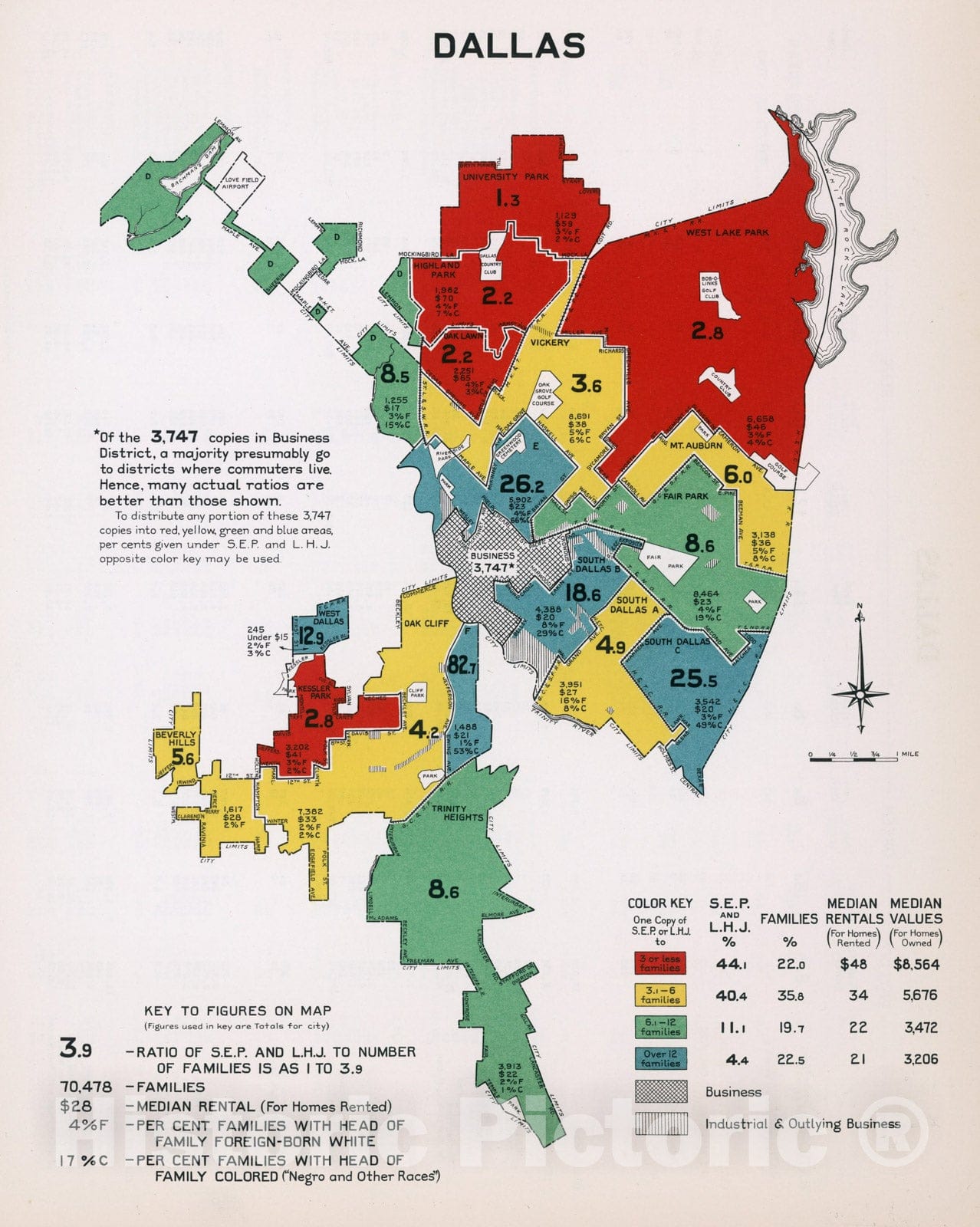 Historic Map : Dallas. 1932 - Vintage Wall Art
