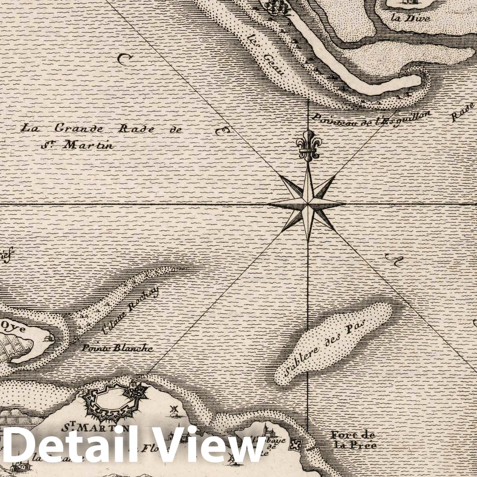 Environs of La Rochelle and Isle of Re, France 1715 Historical Map Print