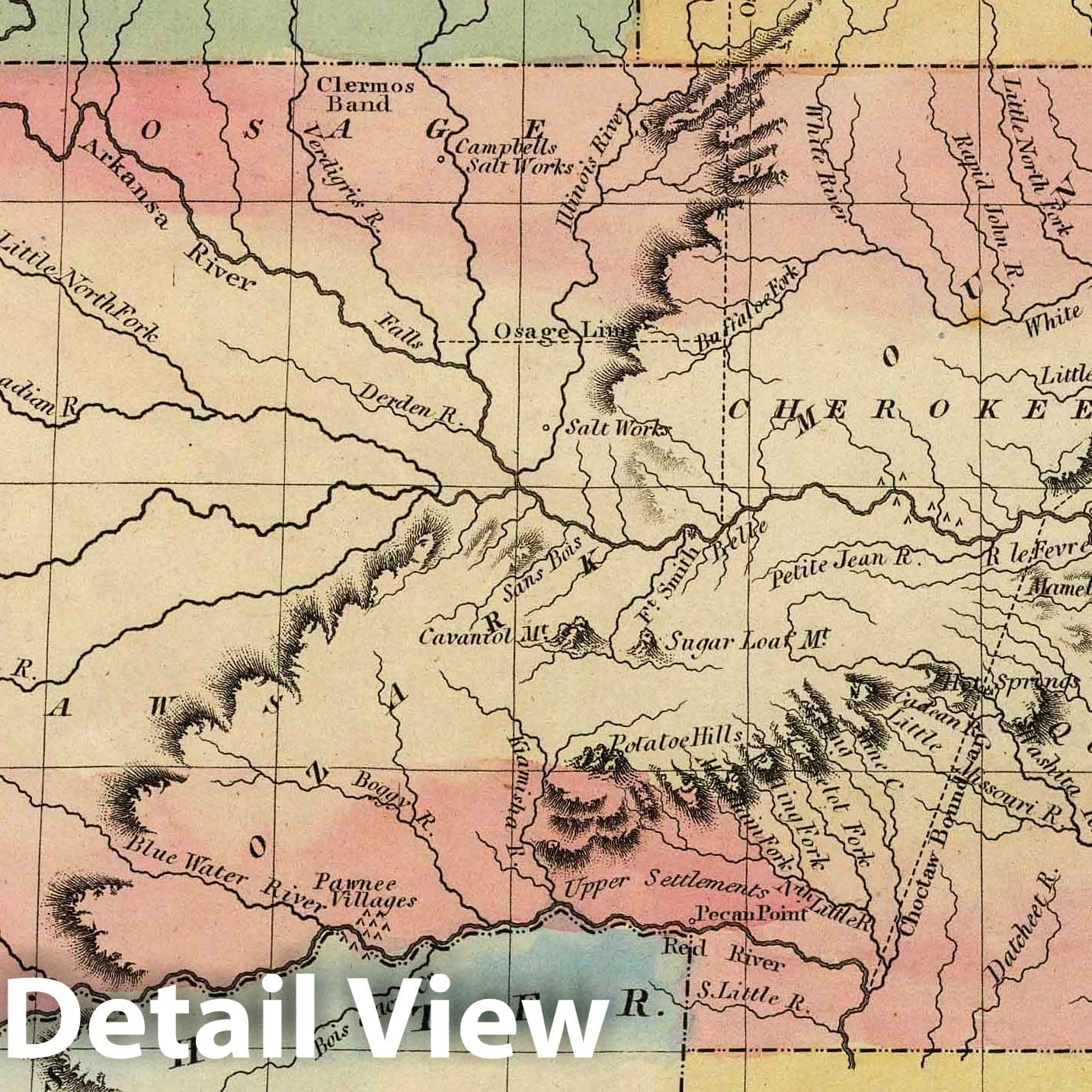 Arkansas Territory - River Map, 1823 - Historical Map Reproduction