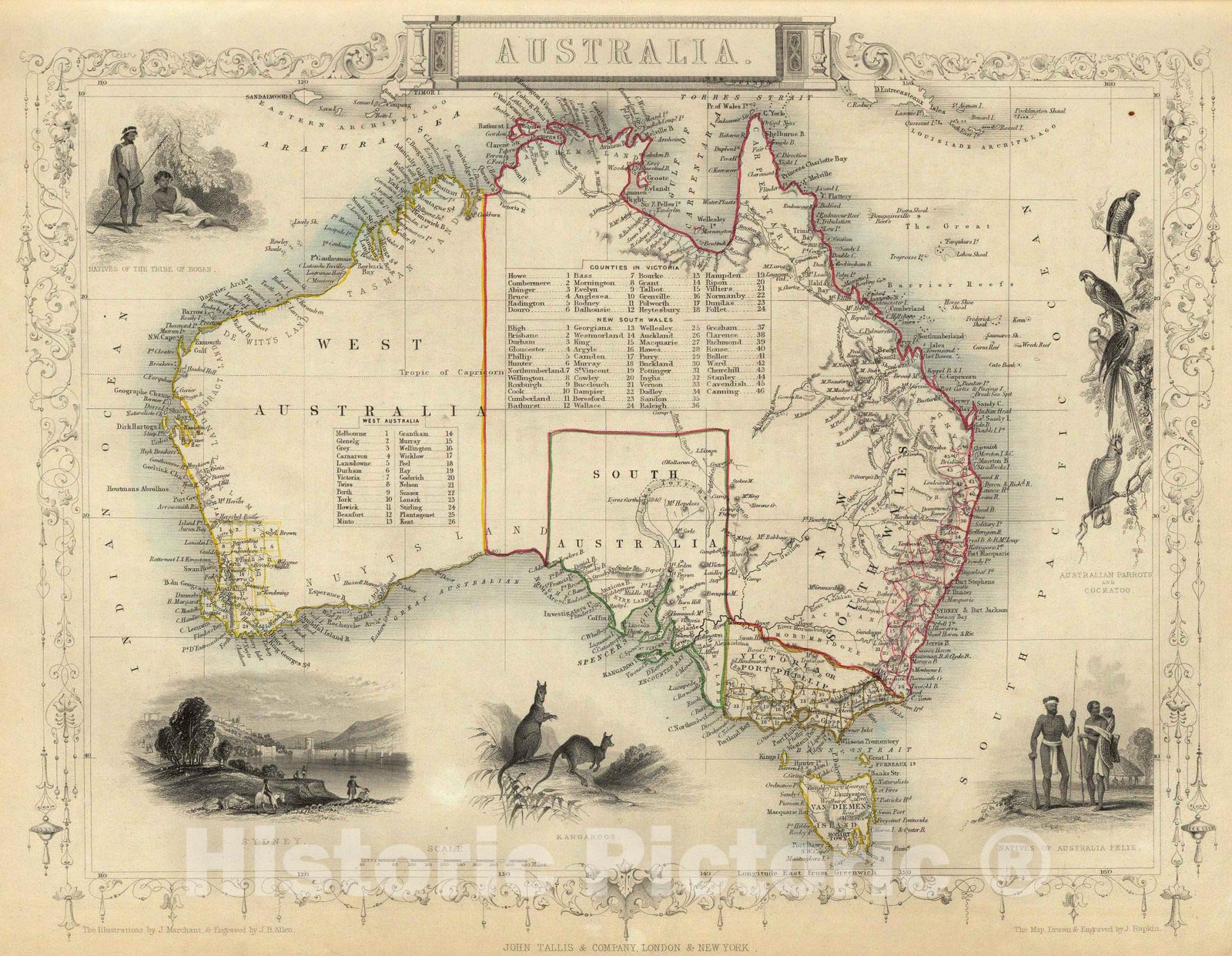 Historic Map : World Atlas Map, Australia. 1851 - Vintage Wall Art