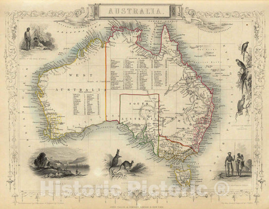 Historic Map : World Atlas Map, Australia. 1851 - Vintage Wall Art