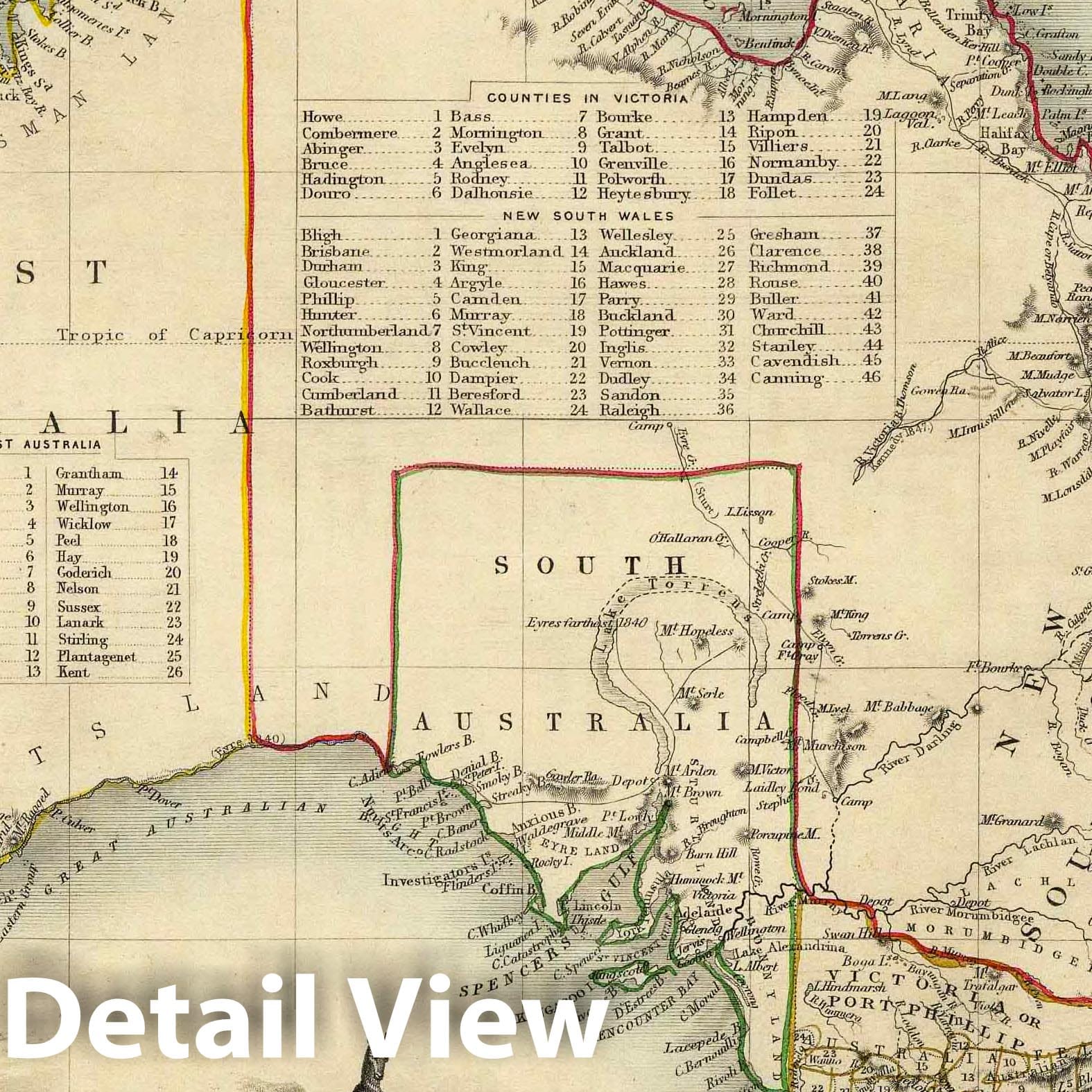 Australia 1851 Historical Map Print - Hand-Colored Atlas Reproduction