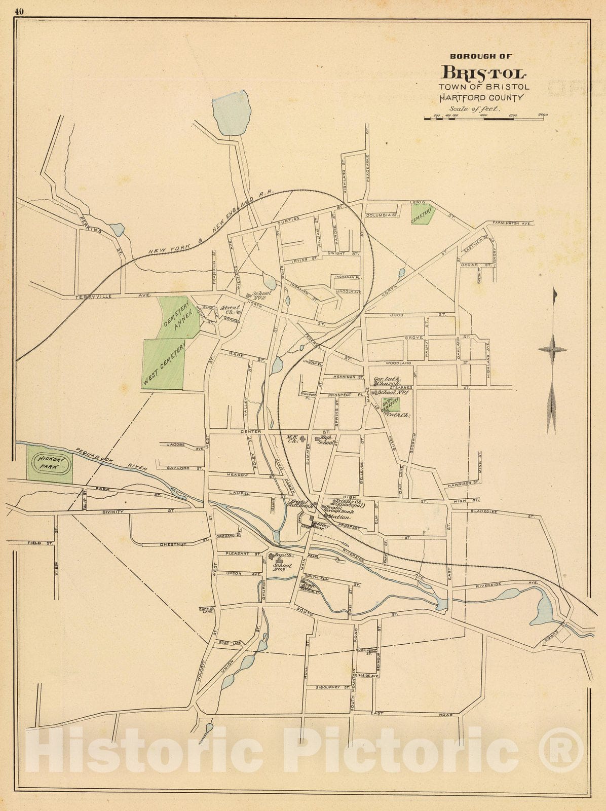Historic Map : State Atlas Map, Bristol Borough. 1893 - Vintage Wall Art