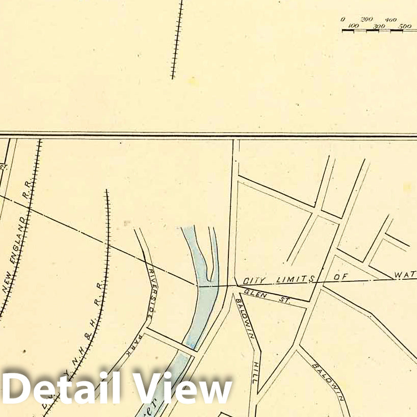 Historic Map : State Atlas Map, Waterville, S. of Waterbury. 1893 - Vintage Wall Art