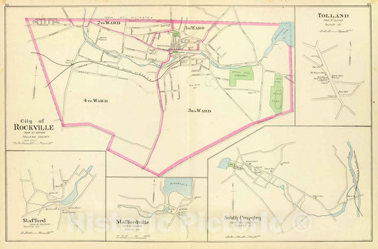 Historic Map : State Atlas Map, Rockville. 1893 - Vintage Wall Art